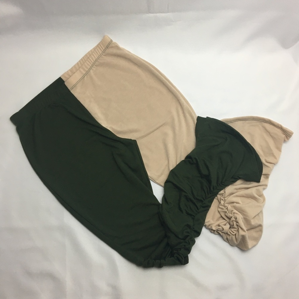 Stacked Pea Green & Taupe Leggings